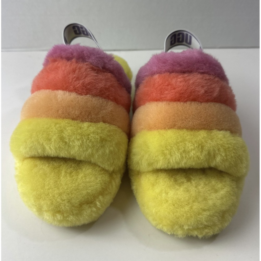 UGG Rainbow Fluff Yeah Slide Sandals Women's Size 8 Slippers New Without Tags - Picture 13 of 13